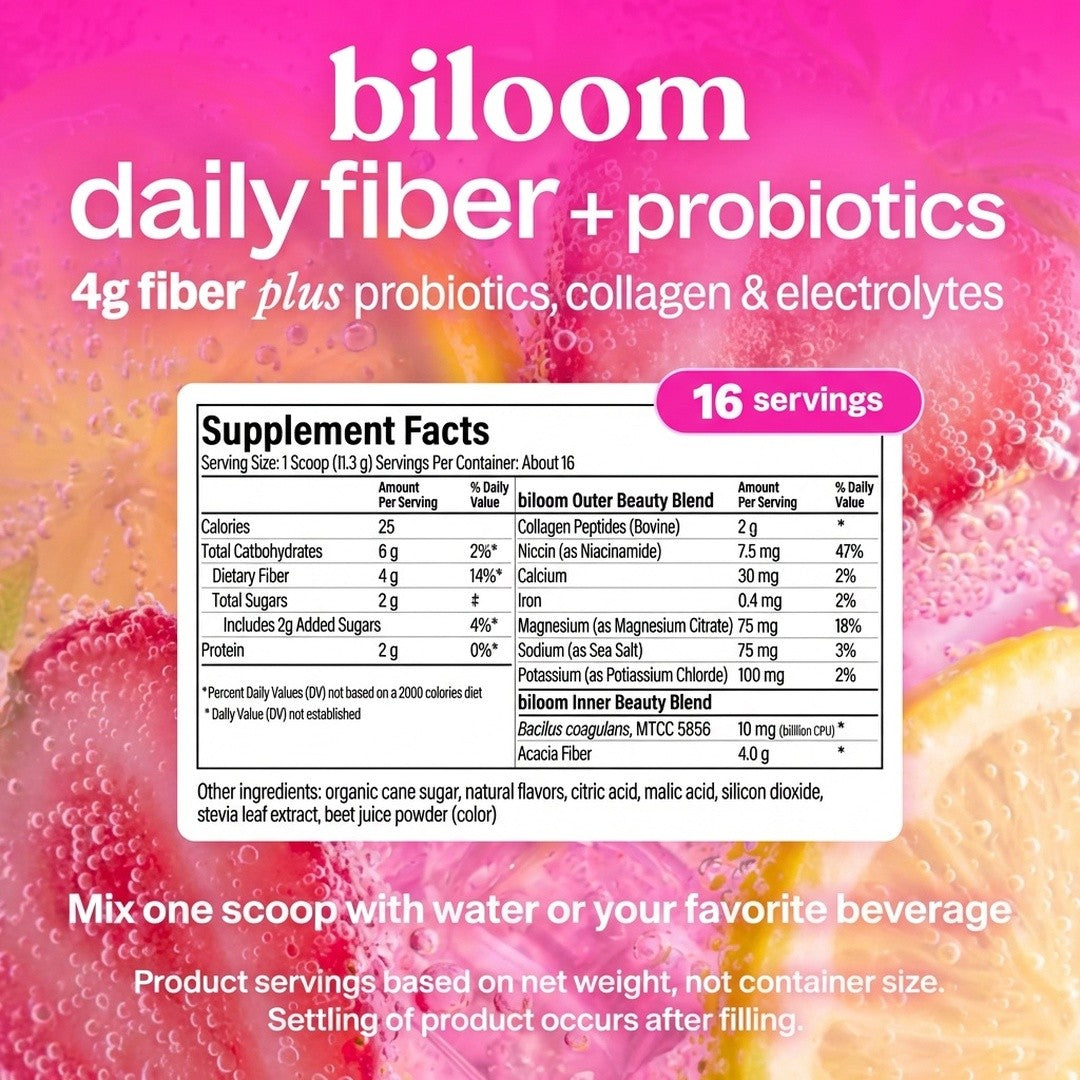 Biloom Daily Fiber + Probiotics — The Gentle 4-in-1 That Calms Your Belly